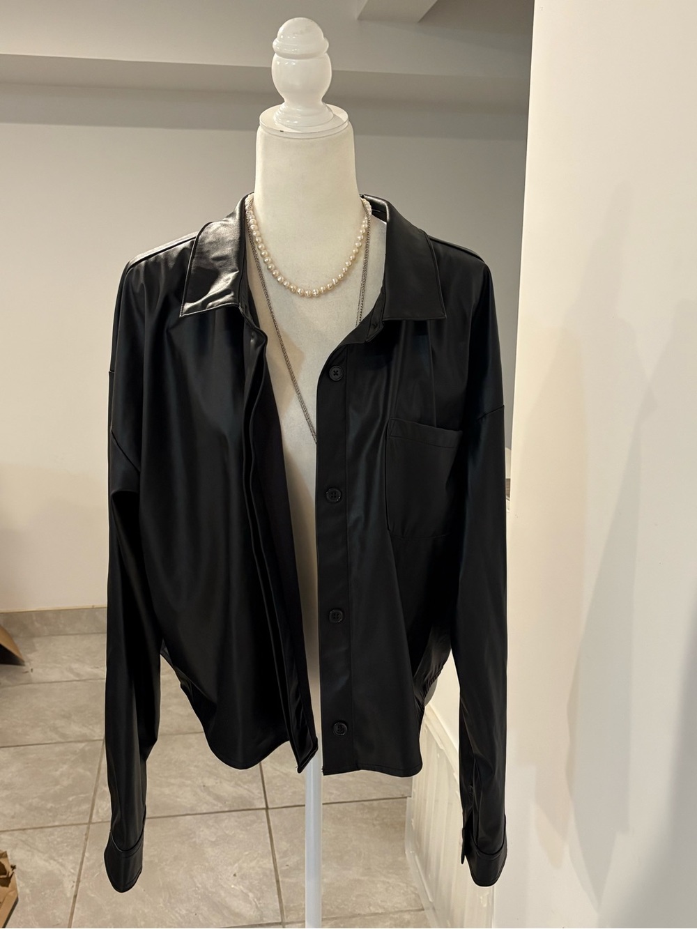 Derek Heart Black Faux Leather Button-Front Jacket